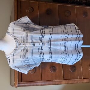 LifeWorx Gloria Vanderbilt COASTAL GRANDMA stripe PETAL short sleeve shirt XL